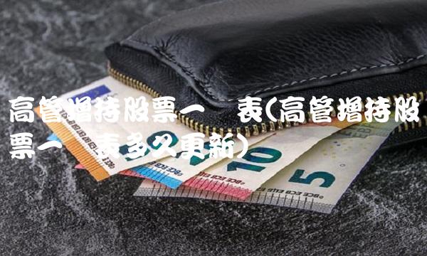 高管增持股票一览表(高管增持股票一览表多久更新) 高管增持股票一览表(高管增持股票一览表多久更新)