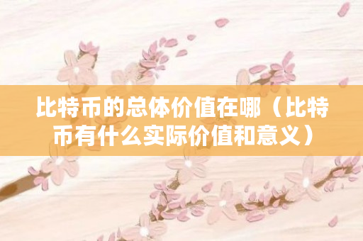 比特币的总体价值在哪（比特币有什么实际价值和意义）