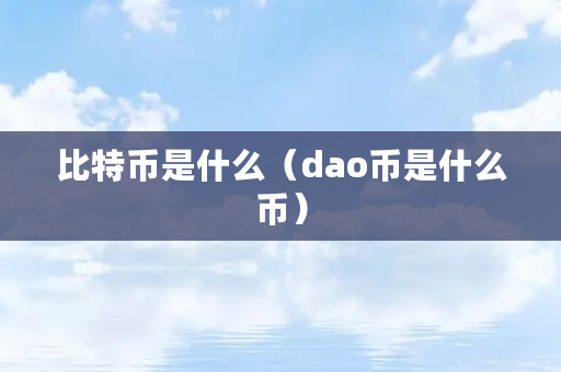 比特币是什么（dao币是什么币）