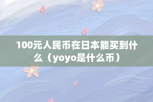 100元人民币在日本能买到什么（yoyo是什么币）