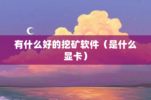 有什么好的挖矿软件（是什么显卡）