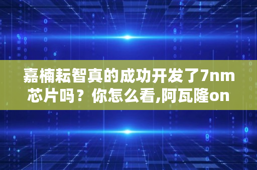 嘉楠耘智真的成功开发了7nm芯片吗？你怎么看,阿瓦隆online