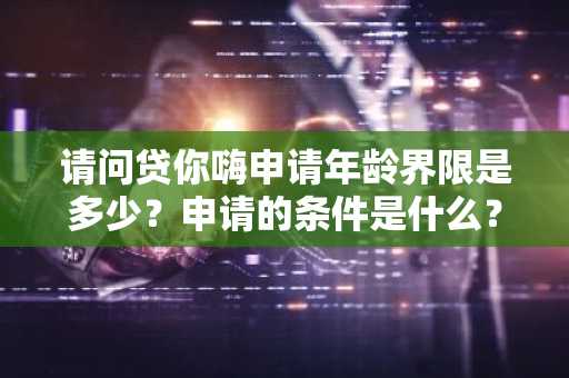 请问贷你嗨申请年龄界限是多少？申请的条件是什么？