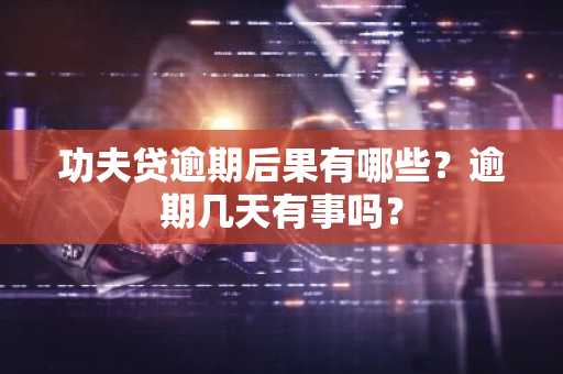 功夫贷逾期后果有哪些？逾期几天有事吗？
