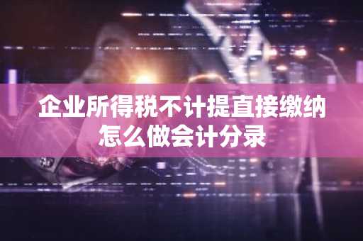 企业所得税不计提直接缴纳怎么做会计分录