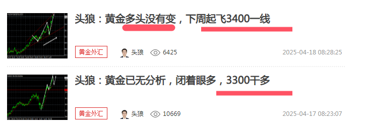 头狼：黄金3400就在眼前，继续起飞中