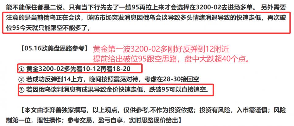 李弈善：3195破位空再次立功！