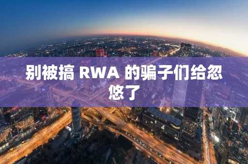 别被搞 RWA 的骗子们给忽悠了