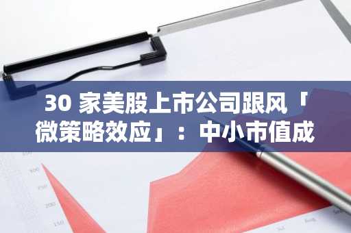 30 家美股上市公司跟风「微策略效应」：中小市值成加密储备主力，股价平均最高暴涨 438%