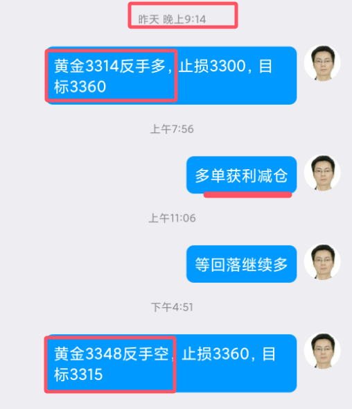 头狼：黄金多单收割离场，3348反手空，看3320附近