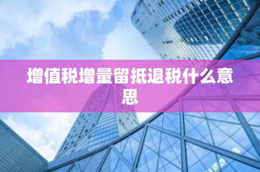 增值税增量留抵退税什么意思