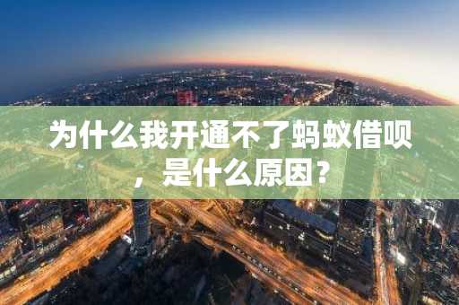 为什么我开通不了蚂蚁借呗，是什么原因？