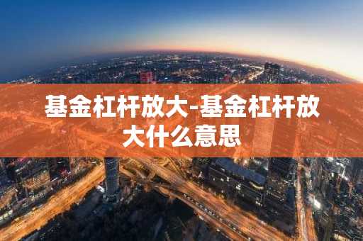 基金杠杆放大-基金杠杆放大什么意思