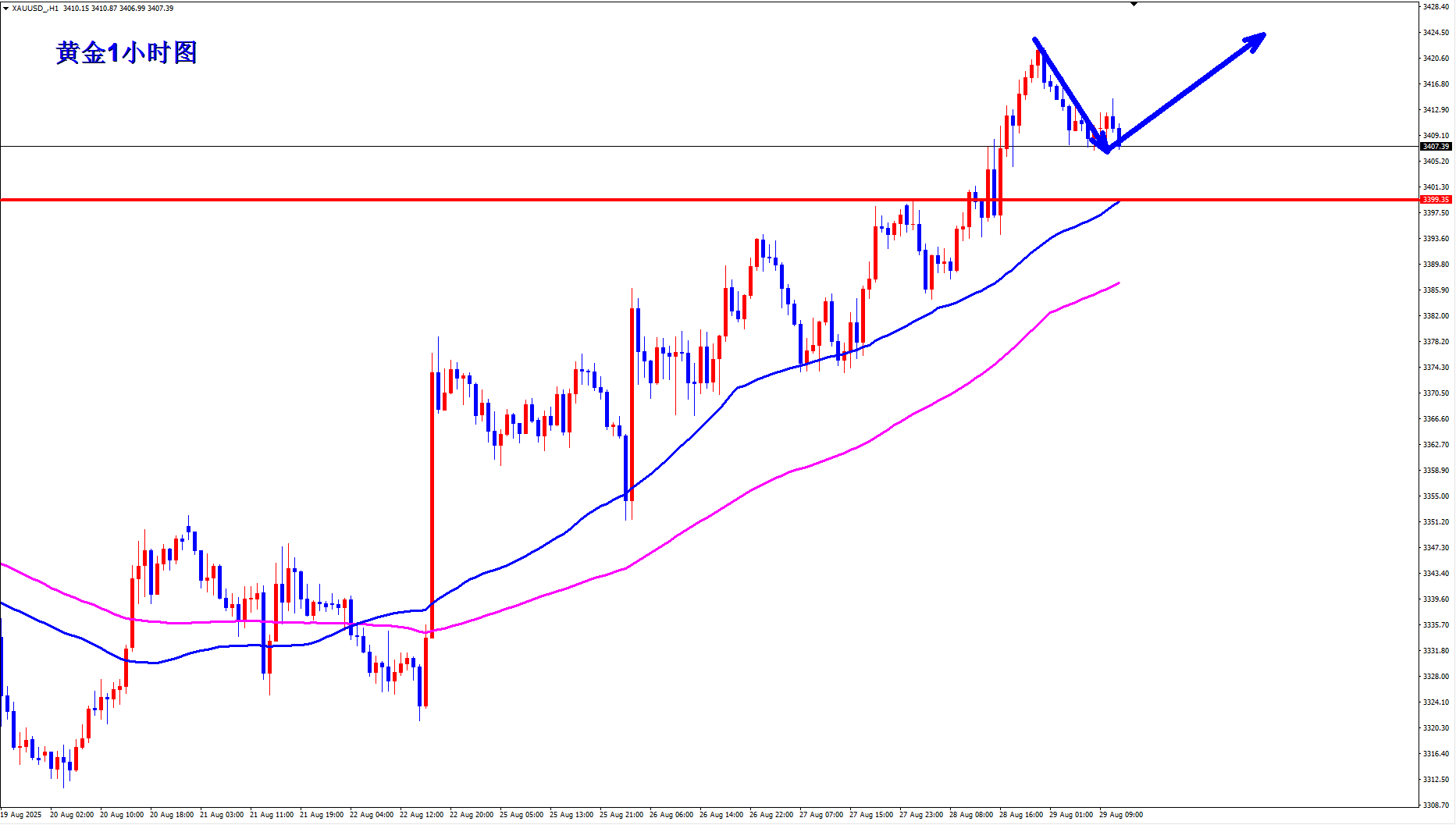 王杨：黄金午后现价3407直接多！
