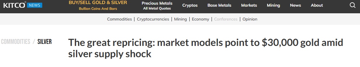 令人震惊！市场模型预测：白银供应冲击下 金价将达到30,000美元