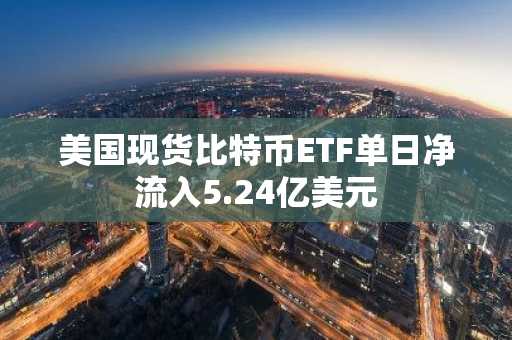 美国现货比特币ETF单日净流入5.24亿美元
