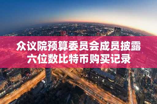 众议院预算委员会成员披露六位数比特币购买记录